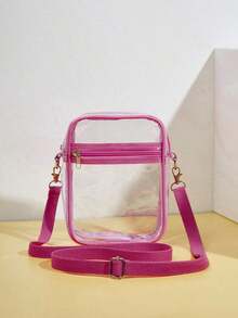 Women's Mini Clear Beach Crossbody Phone Bag Stadium Bag, Stadium Approved 19 X 14.5 X 5 Clear Transparent Purse Bag For Concerts Sports Events Festivals HN2J - Hot Pink - View 3