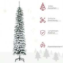 Artificial Christmas Tree, Snow-Covered, Slim Design, Fire-Resistant, 180 Cm, Green/White On-Site - Green - View 6