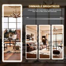 21"X64" LED Full Length Mirror Rounded Corner Floor Mirror With Dimming & 3 Color Lighting