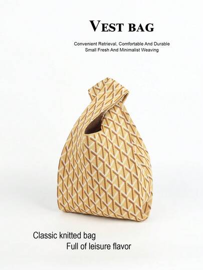 حقيبة تسوق قابلة للطي من الكروشيه خفيفة الوزن وقابلة للتنفس بتصميم كتل اللون المربعة، حقيبة يد كاجوال عصرية للنساء لحمل الهاتف والمستحضرات والكتب، مناسبة للاستخدام اليومي والعطلات والتنقل والتسوق والتصوير والخارج والتخييم والعودة للمدرسة والسفر والعطلات والطلاب