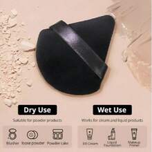 Black Triangle Shaped Powder Puff Set For Loose Powder, With Crystal Velvet Short Hair, Soft And Adhesive Beauty Tool Accessories,Cheap,Stocking Stuffers,Makeup,Makeup Tools,Cheap Stuff,Gifts,Gifts For Women,Christmas Gifts - Black - View 1