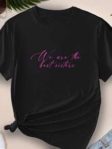 Women's Text Customized T-Shirt, Short Sleeve Round Neck Casual Tops Summer And Spring, Women's Casual Sports T-Shirt