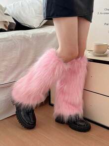 1 Pair Women's Faux Fur Leg Warmers, Plush Leg Covers For Fall/Winter Versatile Fox Fur-Look Shoe Covers Y2K Sweet & Edgy Leg Warmers For Clubbing Japanese JK Subculture Style, Cozy