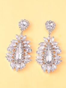 1 Đôi bông tai hình giọt nước lấp lánh pha lê, Phụ kiện trang sức dành cho nữ - Bạc - Xem 7