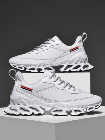 รองเท้าวิ่งทรงใบมีดระบายอากาศดูดซับแรงกระแทกสำหรับผู้ชาย, รองเท้าผ้าใบกีฬาลำลองน้ำหนักเบากันลื่นสำหรับเดิน