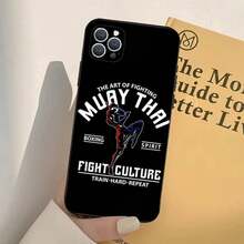 Funda de Teléfono Muay Thai compatible con  16,15,14,13,12,11,Pro,X,XS,Max,XR,Plus,Mini Cubierta Suave Negra, Funda compatible con funda  17 pro max, funda  17 pro, funda  17, funda  16, funda  16 pro max, funda  15 - z2 - Ver 3