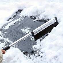Car Snow Scraper With Extendable Length: Winter Ice And Snow Removal Tool For Clear Visibility - Black - View 10