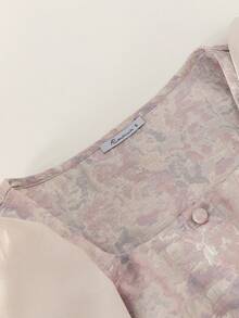 女士优雅提花泡泡袖开衫 - 粉色 - 查看 3