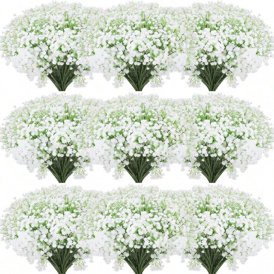 D30 Pcs Baby Breath Artificial Flowers Bulk Artificial Baby Breath Gypsophila Flower 20.8 Inch Real Touch Faux Gypsophila Bouquet Fake Floral Greenery For Wedding Party Decor White - 白色 - 查看 1