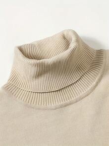 GRDR Men's Casual Versatile Solid Color Turtleneck Knit Sweater, Autumn/Winter - Apricot - View 4