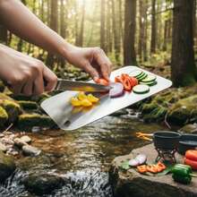 Stainless Steel Chopping Board, SUS316 Kitchen Cutting Board, Portable Outdoor Cutting Board, Hygienic And Durable Double-Sided Cutting Board, Can Be Washed In A Dishwasher(10 Inches X 6 Inches) - 銀色 - 查看 3