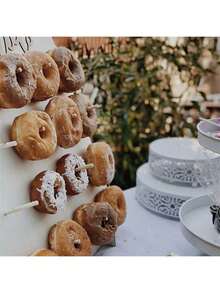 Wooden Donut Display Stand, Dessert Holder For Weddings, Parties, Birthdays, Candy Bar, DIY Tabletop Decorations, Rustic Bridal Shower Decor, Non-Electric, Theme-Neutral Holiday Accessory