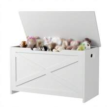 30" Storage Chest, Toy Box With  Safety Hinges, Lift Top Wooden Toy Chest, Storage Bench, For Living Room, Bedroom, Entryway - White - View 5