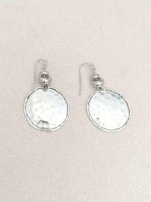 9O8Z 1 Pair Vintage Simple Round Hammered Design Pendant Earrings Women Daily Casual Wear Jewelry Gift - Ren - Xem 5