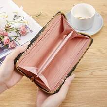 Portafoglio Lungo da Polso Retro con Stampa Leopardata Moda Versatile Piccola Borsa