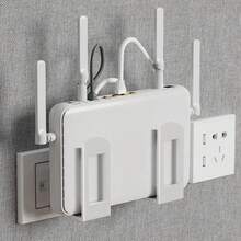 2 piezas de caja de almacenamiento para enrutador doméstico, soporte de pared para caja de set-top, soporte de montaje en pared, estante de colocación de wifi para sala de estar - Blanco - Ver 3