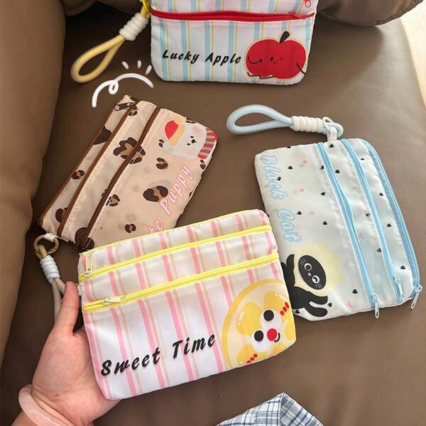 Portador de tarjeta de identificación con estampado de dibujos animados, organizador de almacenamiento de pasaporte y boleto de viaje, billetera para pasaporte, tarjeta de identificación, tarjeta de embarque