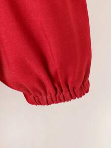 Baby Girls' Casual Long Sleeve Dress, New French Vintage Embroidered Peter Pan Collar Bow Elegant Princess Dress, Suitable For Spring & Autumn - Red - View 6