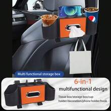 6-In-1 Multifunctional Car Storage Box For Ultimate Organization: Versatile Seat Backrest Organizer, Convenient Cup Holder, Innovative Car Storage Suspension Box, Perfect For Storing Essentials, Includes Phone Holder, Tissue Box Storage, And Cup Holder Hook For A Clutter-Free Driving Experience, Ideal For Road Trips, Daily Commutes, And Family Outings