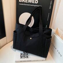 1 buah, Tas Tote Kanvas Kapasitas Besar, Tas Bahu dengan Banyak Kantong, Tas Belanja yang Dapat Digunakan Kembali, Mudah Dibawa dengan Pegangan yang Nyaman, Untuk Penggunaan Sehari-hari dan Hadiah, Tas Tangan Portabel untuk Sekolah, Kerja, Perjalanan, Belanja - MultiWarna - View 14