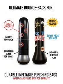 1pc Thickened Inflatable Punching Bag Tumbler Toy, Stress Relief For Teens & Adults, Home Warm-Up Training For Winter, Christmas/New Year/Thanksgiving Gift, Boxing Exercise Stress Relief Device