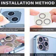 1 件闪亮一体式钢化玻璃相机镜头保护膜，全覆盖防刮镜头保护套，适用于 17/16/15/14/13/12/11 系列 - 粉色 - 查看 10