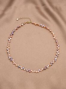 1 件 18K 镀金天然珍珠项链，适合母亲节、情人节、生日、婚礼、订婚、新娘的礼物 - 粉色 - 查看 5