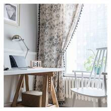 Bohemian Curtains 63 Inch, Floral Window Drapes 2 Panels, French Country Farmhouse Curtains For Living Room, Semi Sheer Cotton Linen Toile Curtains For Bedroom - 多色170 - 查看 3