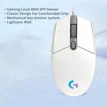 Logitech G102 有线对称鼠标 | 79 克轻巧 | 高速响应传感器 | 防滑纹理握把 | 符合人体工程学的弧度，适合中小型手掌 | 跨平台即插即用（Win/Mac） - 白色 - 查看 5