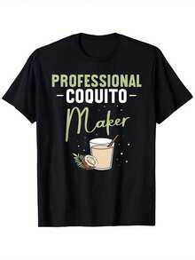 Men'S Funny Coquito Maker Puerto Rican Christmas T-Shirt - Professional Cocktail Graphic Tee, Heavyweight 180gsm Cotton Shirt For Tropical Parties, Holiday Gifts - Sizes S-XXXL (Black) - Puerto Rican Cocktail Lover Apparel, Festive Clothing, Playful Design, Comfortable Fit, Novelty Tee, Party Goers