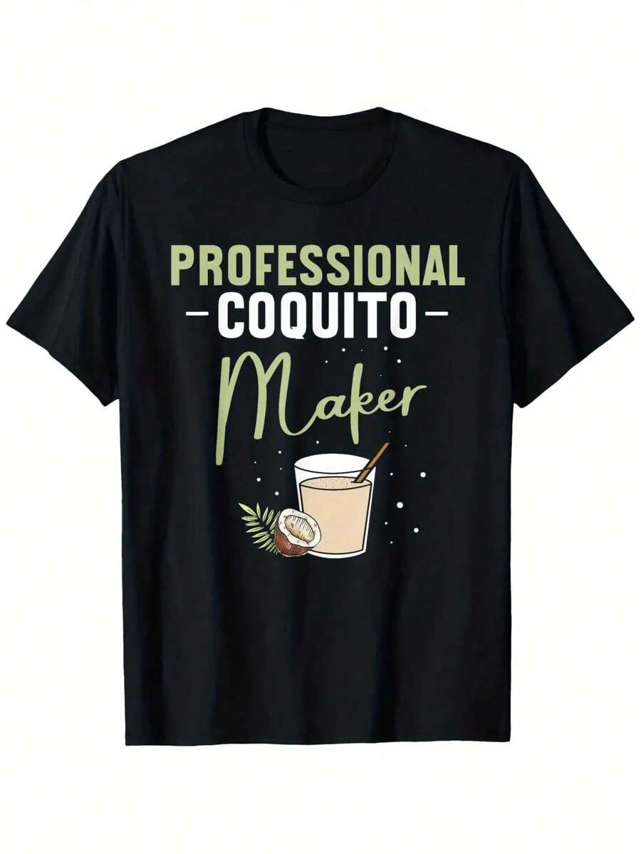 Men'S Funny Coquito Maker Puerto Rican Christmas T-Shirt - Professional Cocktail Graphic Tee, Heavyweight 180gsm Cotton Shirt For Tropical Parties, Holiday Gifts - Sizes S-XXXL (Black) - Puerto Rican Cocktail Lover Apparel, Festive Clothing, Playful Design, Comfortable Fit, Novelty Tee, Party Goers