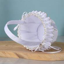 Photography Basket Props For Studio Photo Shoots With Pearl And Satin Ribbons For Weddings And Special Events - Black and White - View 9