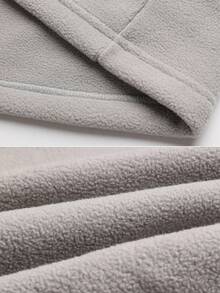 男士抓绒拉链立领夹克 - 多功能外套，适合滑雪、徒步、露营和日常寒冷天气通勤，冬季适用，滑雪 - 淺灰色 - 查看 9