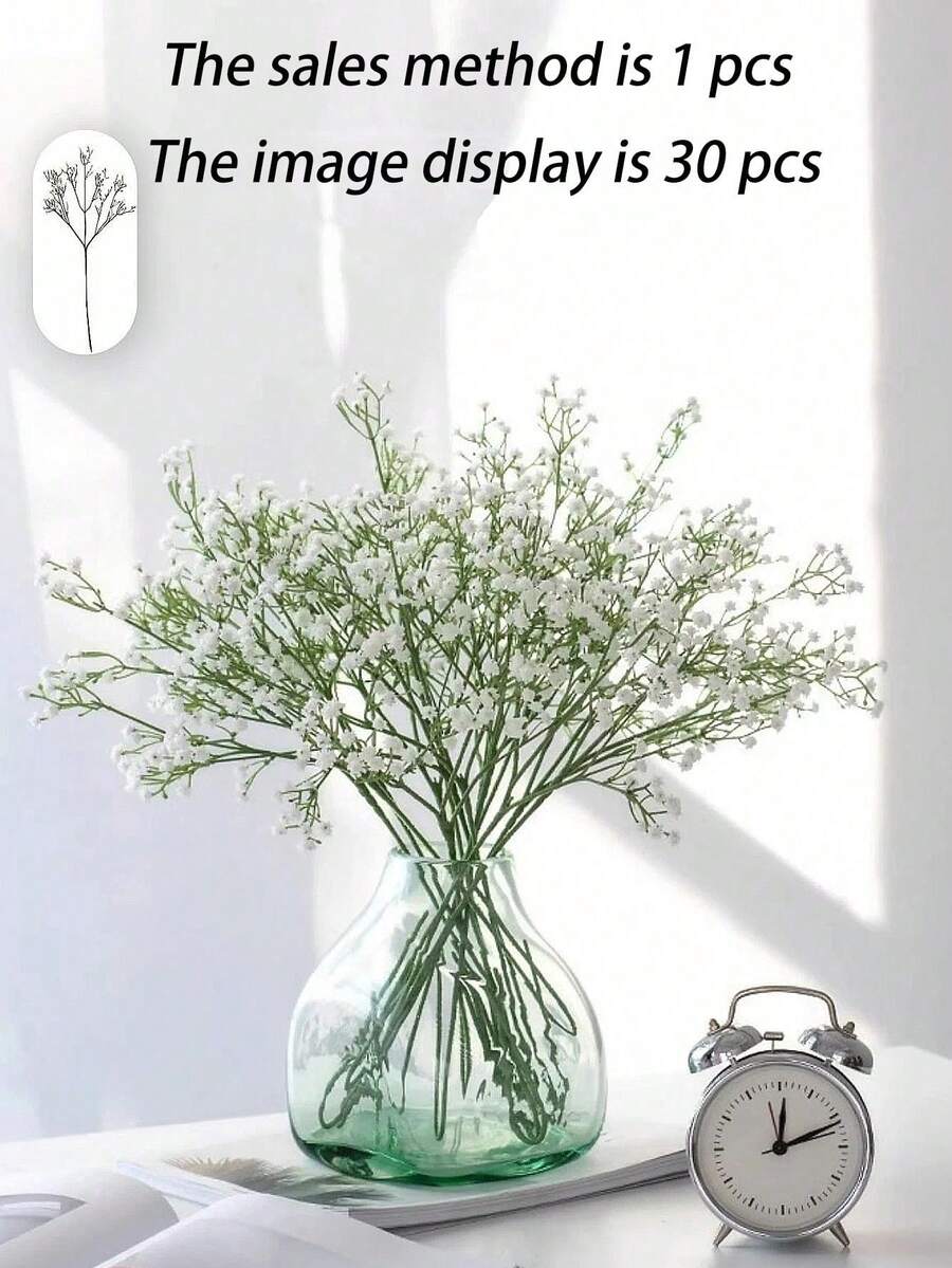 100pcs White Gypsophila Artificial Flowers, White Gypsophila, White Fake Flowers, Bulk Faux Baby's Breath Flowers, Suitable For Home Decor, Tabletop Decor, DIY Floral Arrangement, Wedding And Party Decoration, Indoor And Outdoor Garden Decoration, Wedding, Party, Room Decor.
