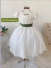 Children's Party Dress OFF With Olive Green Luxury Belt Flower Girl, Graduation, Birthday Midi - 橄欖綠 - 查看 1