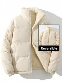 Reversible Thickened Lamb Wool Fleece Jacket, Warm And Windproof, Two-Sided Wear - Khaki - View 6