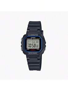 Casio 系列女士电子手表，黑色表壳黑色表带，LED夜光腕表，时尚配饰，品牌礼品，适合学生、日常休闲、运动健身、通勤等多种场合，多功能电子手表，秒表，闹钟，日历，电池续航时间长，树脂表带，轻巧便携，时尚女士电子手表，小巧黑色手表，LA-20WH-1C - 黑色 - 查看 1