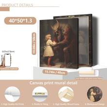 1 pièce Impression sur canevas de Krampus, décoration murale de Noël effrayante, convient pour la décoration de la maison, de la chambre, du salon, de la salle de bain, décoration murale, décorations de Noël pour la maison, avec option de cadre mural