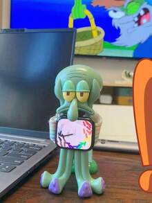 SPONGEBOB 1 件凹陷的章鱼触手下巴托装饰小雕像，可爱的章鱼角色桌面装饰，手机支架，适用于办公桌、书架、窗台、创意桌面装饰，非常适合节日、生日派对、圣诞派对，送给朋友、家人和海绵宝宝粉丝的礼物