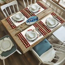 1/4/10 pièces Ensemble de nappe et set de sets de table avec motif éléphant et nourriture de Noël, nappe de table de fête, décoration de maison, cadeau, ensemble de nappe et sets de table convenant aux célébrations intérieures et extérieures, fournitures de fête saisonnière, décoration de table de cuisine et de salle à manger, décoration de table de fête, nappe de maison, nappe de restaurant