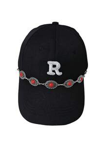 1pc Bohemian Hollow Oval Turquoise Hat Chain, Fashionable Versatile Decorative Chain, Suitable For Baseball Cap And Visor Hat Accessories