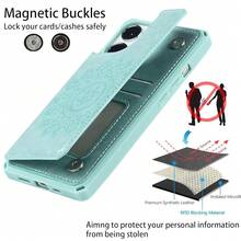 For IPhone 13 Pro Max Phone Case With Card Holder, Case Wallet With Credit Card Holders For IPhone13ProMax,Embossed PU Leather Card Slots Cases [Kickstand] Shockproof Cover For Women Men-Green{"Color_name":"C-Green"} - 多色11 - 查看 5