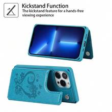 For IPhone 13 Pro Max Case With Card Holder,For IPhone 13 Pro Max Wallet Case For Women Men, Stand And Strap,Leather Shockproof Protective Phone Case Cover- Blue{"Color_name":"E-Blue"} - 多色23 - 查看 7