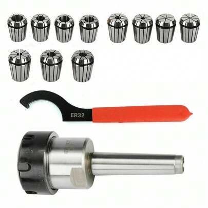 ZhdnBhnos 11 piezas Juego de llave de mandril de collet ER32 Llave de precisión con vástago MT2 para máquina fresadora