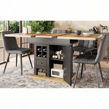 Dining Tables - Black,Natural - View 11