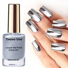 Tinovo Uno Mirror Effect Metal Nail Polish Electroplated Silver, No Baking Natural Quick-Drying Formula, Chrome Bright Finish, Nail Salon Effect, Long-Lasting And Convenient - Nhiều màu - Xem 5