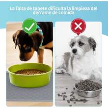 Tapete para Perro Comida, Tapete para Perro Comida, Alfombrilla Antideslizante de Silicona para Comida de Gatos y Perros, Impermeable, A Prueba de Salpicaduras, Fácil de Limpiar, 47 x 30 (Gris) - 1 - Ver 3
