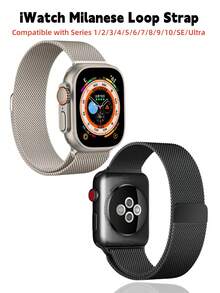 2条米兰尼斯表带，兼容 46mm、42mm、44mm、40mm、45mm、41mm、38mm、Ultra 2、49mm，奢华磁吸式不锈钢网状表带，兼容Series 11、10、9、8、7、6、SE、5、4、3、2、1 - 彩色 - 查看 11