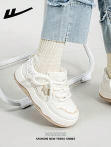 1 Pair WARRIOR Women's Lace-Up Winter Boots, Thick Sole, Warm Lining, Outdoor Casual Sneakers, Warm And Fashionable