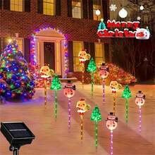 1 Set 6 Stück Solar Weihnachtsgarten Beleuchtung, Solar Weihnachtsmann, Schneemann und Weihnachtsbaum, 8 Beleuchtungsmodi, geeignet für Weihnachtswege, Garten, Rasen, Winterfeiertage, Weihnachtsdekoration